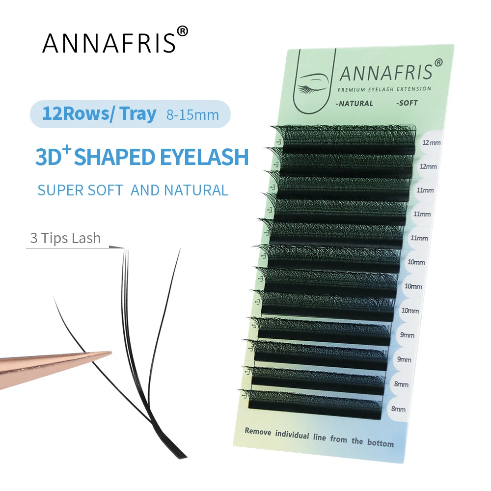 Eyelash Extension Human Hair - Annafris 3d w três núcleos extensão