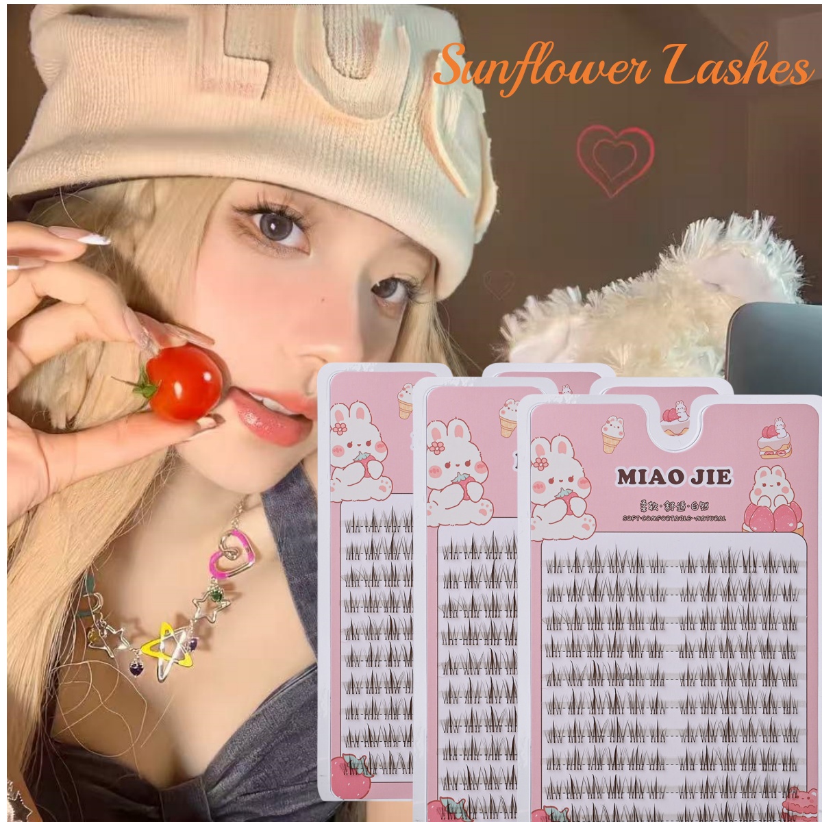 Eyelash Extension In Chinese - Miaojie marrom girassol cílios postiços preto