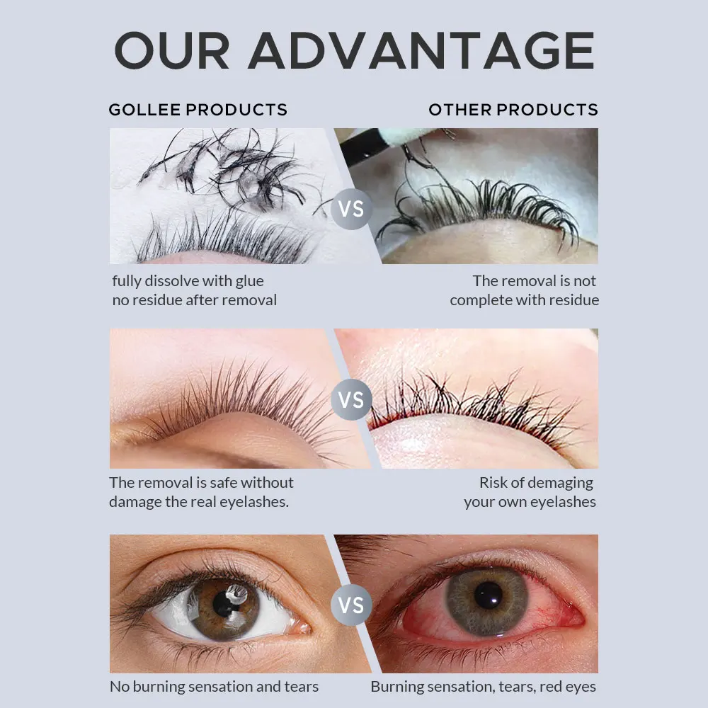 Gollee 5/10 PCS Creme Removedo - Eyelash Extension Glue For Sensitive Eyes avaliação e preço